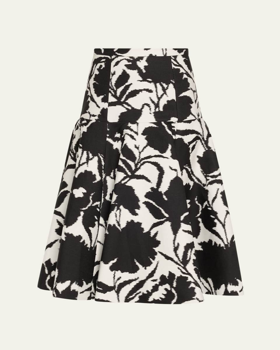 Floral Jacquard Drop Waist Dance Skirt